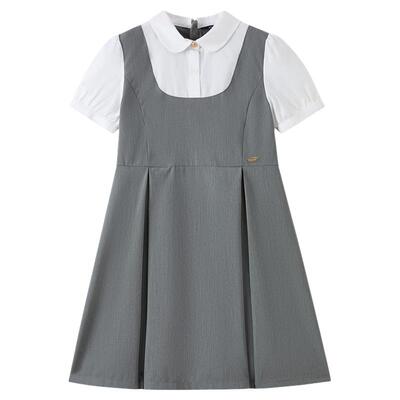 elandkids女童甜美假两件连衣裙