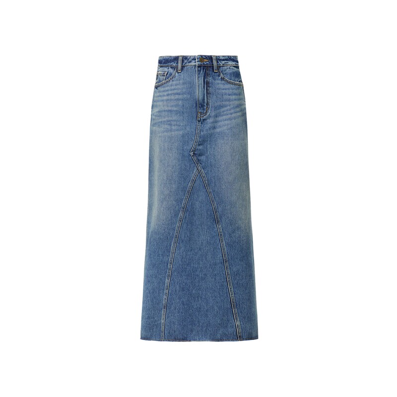 MESUX米岫新品女纯棉A字裙长款牛仔半身裙MMMUS503