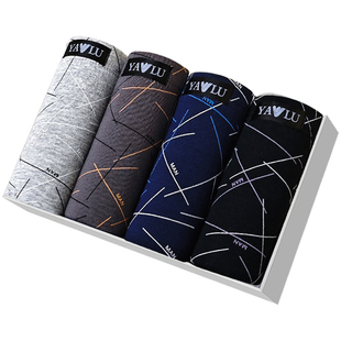 雅鹿男士内裤纯棉四角裤头男生平角裤衩透气新款正品新疆高档短裤