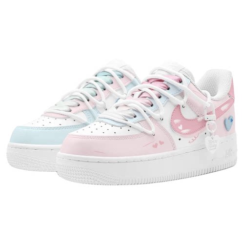 球鞋定制Nike耐克空军一号Air Force 1反转鸳鸯甜心女运动鞋板鞋
