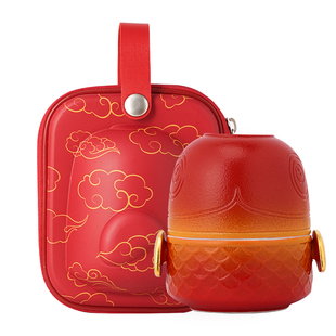 故宫 金玉如意便携茶具套装 一壶一杯 陶瓷 便携包故宫官方旗舰店