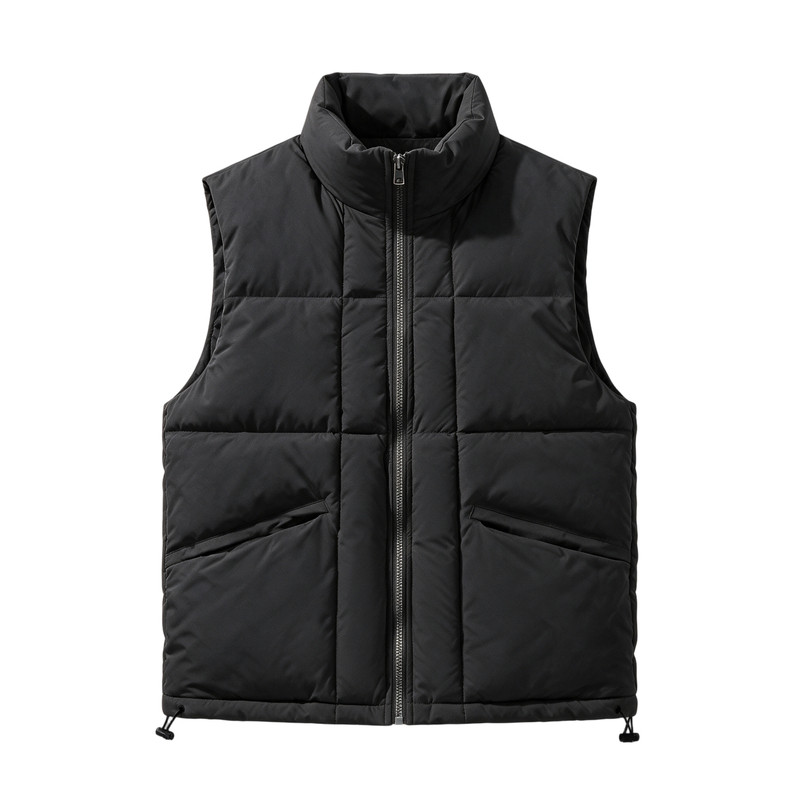 V37美式cleanfit纯色立领棉衣马甲男秋季基础款百搭无袖棉服外套