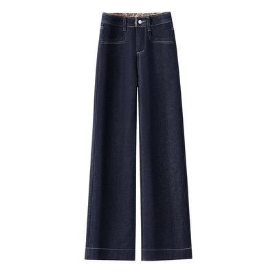 特厚羊羔绒直筒牛仔裤女冬季2025新款加绒窄版阔腿裤加厚显瘦裤子