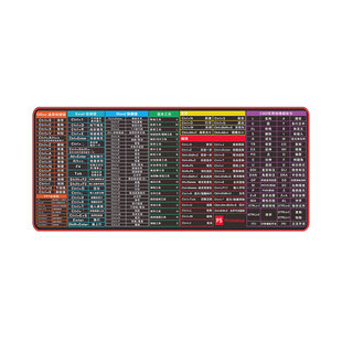 办公快捷键鼠标垫Office/CAD/PS键盘速查防滑锁边加厚多尺寸桌垫