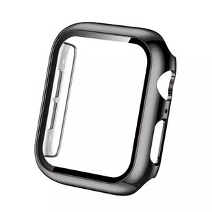 适用苹果iWatchS11/10/9/78钢化膜壳一体手表保护壳Applewatch表带表壳se6代防尘覆盖49mm防摔防撞42黑色透明