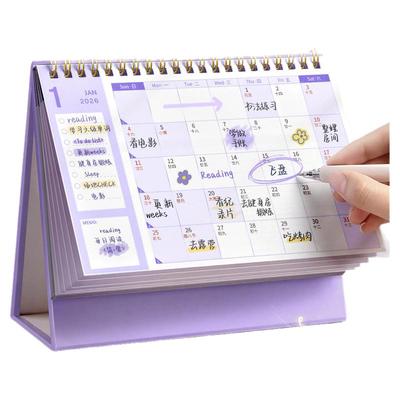 简约日历2026新款学生记事本备忘录中高考倒计时计划本月历年历全年创意办公室桌面摆件2025年小台历