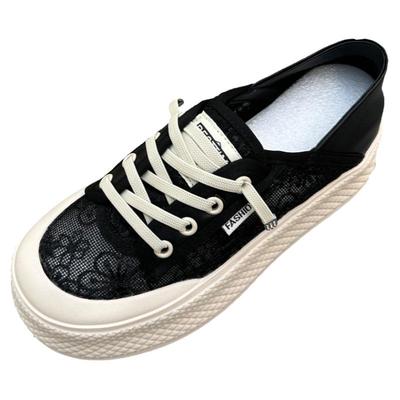 网面厚底一脚蹬小白鞋两穿渔夫鞋