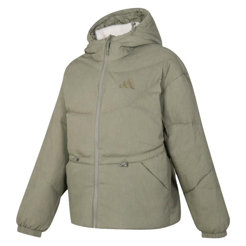 Adidas阿迪达斯女外套2024冬款运动保暖休闲连帽防风羽绒服JG5931
