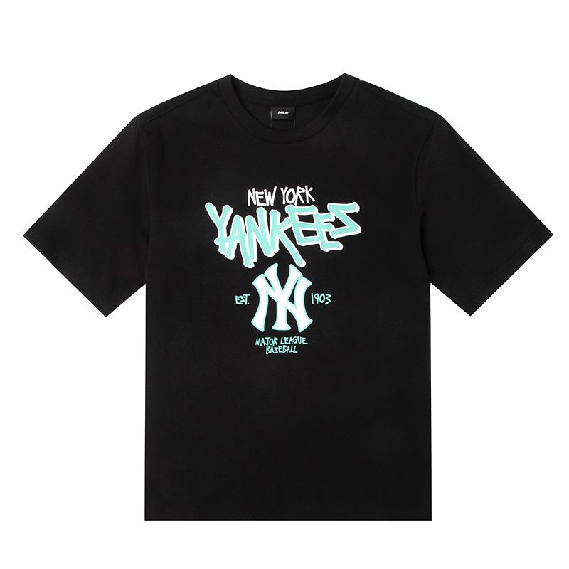 【自营】MLB美职棒童装黑色运动T恤衫时尚潮流印花短袖7ATSB0253
