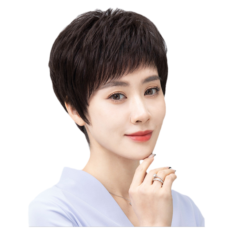 真人发丝递针手织假发套透气轻薄