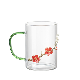 玻璃茶杯套装6只客厅待客专用杯子家用喝水一家人区分水杯带把手