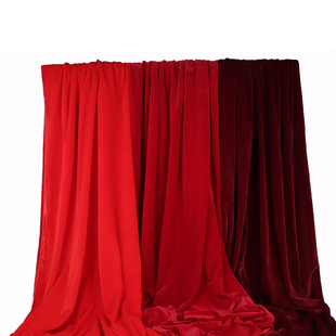 红色绒布背景布酒红色金丝绒面料婚庆地毯布会议桌布舞台幕布摄影