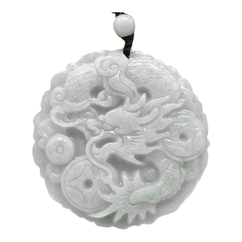 龙牌翡翠吊坠项链玉佩圆形玉坠