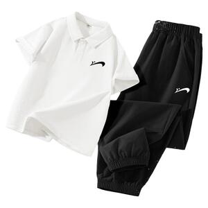 贵人鸟儿童夏季短袖POLO衫套装2026新款男童夏装女大童速干运动服