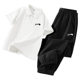 贵人鸟儿童夏季短袖POLO衫套装2026新款男童夏装女大童速干运动服