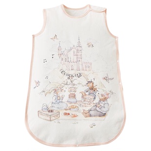 bubbletree婴儿睡袋薄款夏季背心纱布宝宝无袖睡觉护肚子防踢被