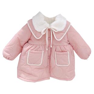 1-5岁女宝宝轻柔保暖棉衣裙女婴儿童秋冬装韩版3女童夹棉长款棉服