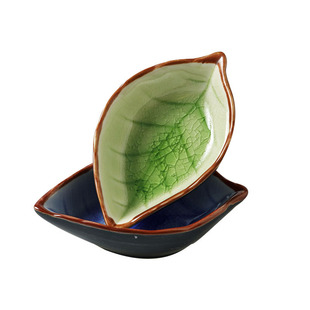 创意日式树叶陶瓷小碟子厨房多用调味碟冰裂釉调料酱醋餐具调料碟