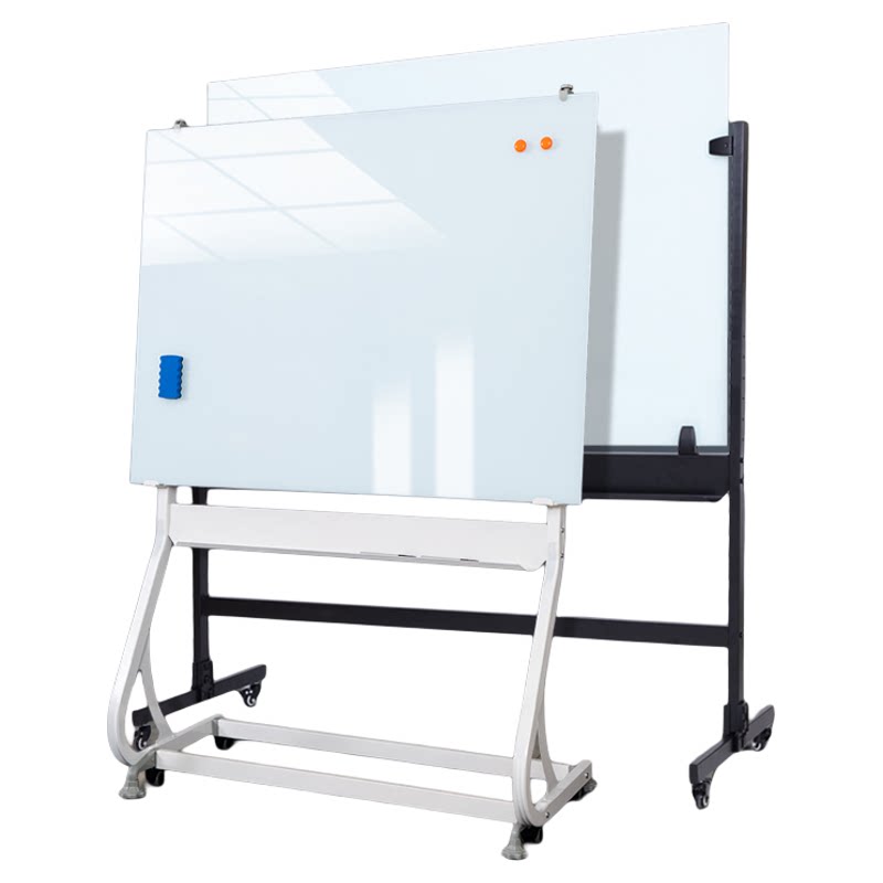 齐富磁性钢化玻璃白板写字板移动支架式儿童黑板家用教学易擦写画板办公会议室看板展示板超白哑光不反光培训