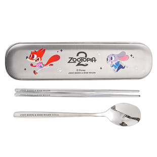 川岛屋疯狂动物城筷子勺子套装学生外出携带便携餐具一人用收纳盒