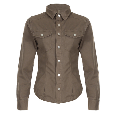 SWEETOWN雅痞少女#美拉德复古缩褶翻领衬衫小众质感掐腰长袖上衣