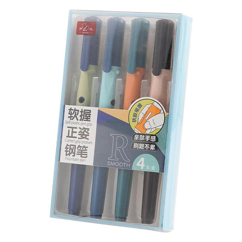 罗氏优握钢笔小学生三年级专用初学者练字正姿四五年级可擦墨蓝暗尖0.38墨囊式热敏可擦钢笔摩易擦送礼盒装