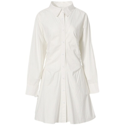 褶皱小众风夏季新款翻领连衣裙