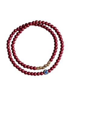 天然朱砂手串景泰蓝莲花手链