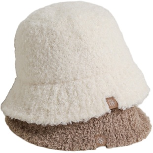 紫璐莱寒冬暖绒绒~秋冬新款百搭时尚保暖2色羊羔毛渔夫帽子女381X