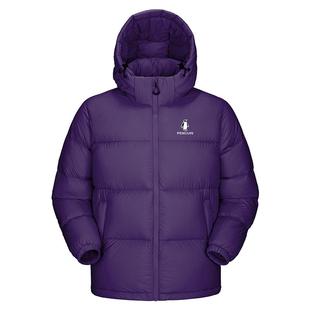 企鹅粉色90鸭绒羽绒服女款2025冬季新款加厚连帽短款面包服外套男