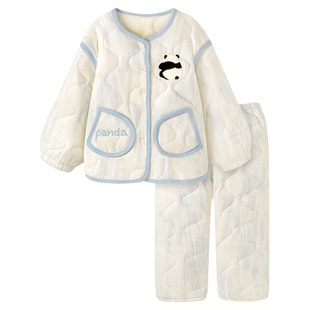 【巨保暖】睡衣女款冬季三层夹棉加厚保暖长袖棉袄家居服可外穿