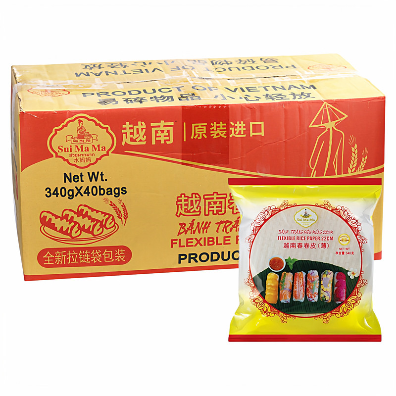 水妈妈春卷皮340g*40包越南进口超薄透明米纸寿司卷生食水晶春饼