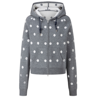 HERLIAN 2026年春季新品波点撞色连帽女士针织外套连帽拉链开衫