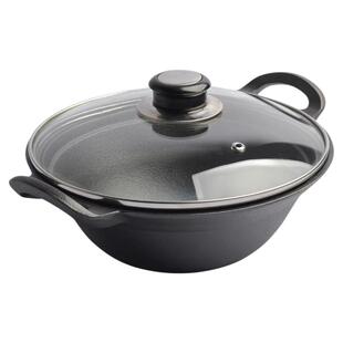 小幸福铸铁汤锅不粘锅家用煮粥锅煲多功能加深圆底双耳小汤锅22cm