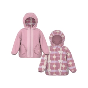 【正反两穿】papa爬爬冬季新品儿童外套男女童加厚摇粒绒保暖宽松