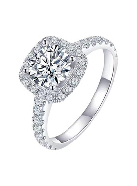 小方糖钻戒S925纯银情侣表白戒指