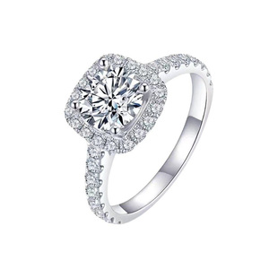 新年礼物S925纯银戒指小方糖钻戒送女友情人节表白求婚结婚手饰品