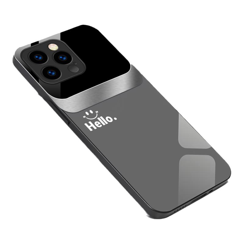 适用苹果15Pro新高档15ProMax时尚15plus手机壳iphone16裸机14防摔13mini视窗笑脸HELLO12/xsmax/7/8/xr/6/11