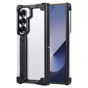 EARY适用三星Fold6手机壳金属镂空折叠屏外壳GalaxyZFold7无边框中轴铰链samsung保护套后壳腕带支架超薄新款