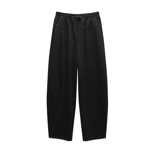 微胖的喵喵梨形大码女裤子mm秋冬显瘦休闲高腰加绒弯刀阔腿裤3020