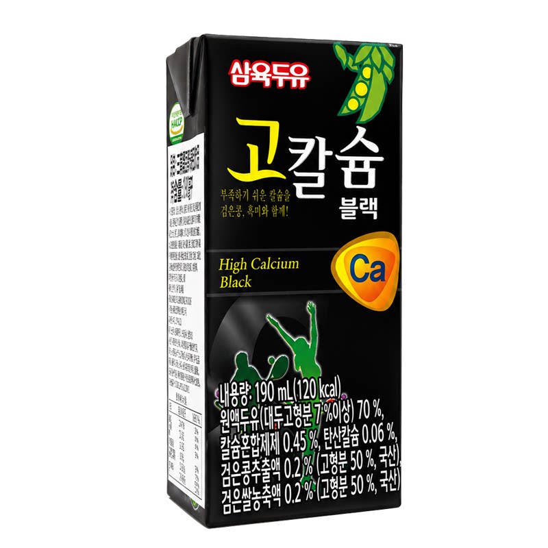 韩国进口三育黑豆黑米高钙早餐豆奶饮品植物蛋白饮料190ml*24盒
