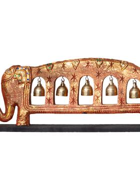 东南亚风全实木大象铃铛摆件客厅