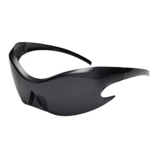 欧美炫酷前卫时髦连体墨镜未来科技风一体凹造型舞会猫眼太阳眼镜