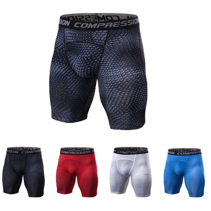 数码印花 男士健身短裤 运动 紧身 蛇纹 鱼鳞 跑步短裤