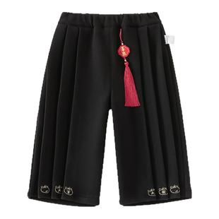 贝贝城宝宝裤子加绒冬装女宝直筒裤保暖衣服男童休闲直筒裤时髦潮