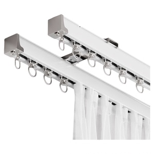 铝合金窗帘轨道静音滑轨窗帘杆导轨单轨双轨侧装顶装滑道轴承滑轮