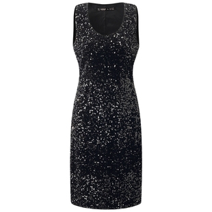 歌莉娅背心连衣裙女秋冬24新款设计感珠片小个子丝绒裙1CNR4H400