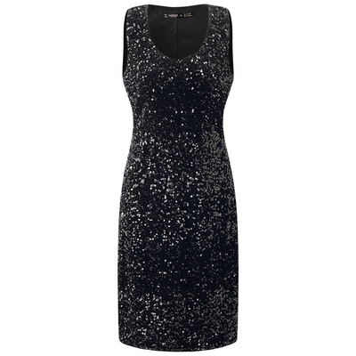 歌莉娅背心连衣裙女秋冬24新款设计感珠片小个子丝绒裙1CNR4H400