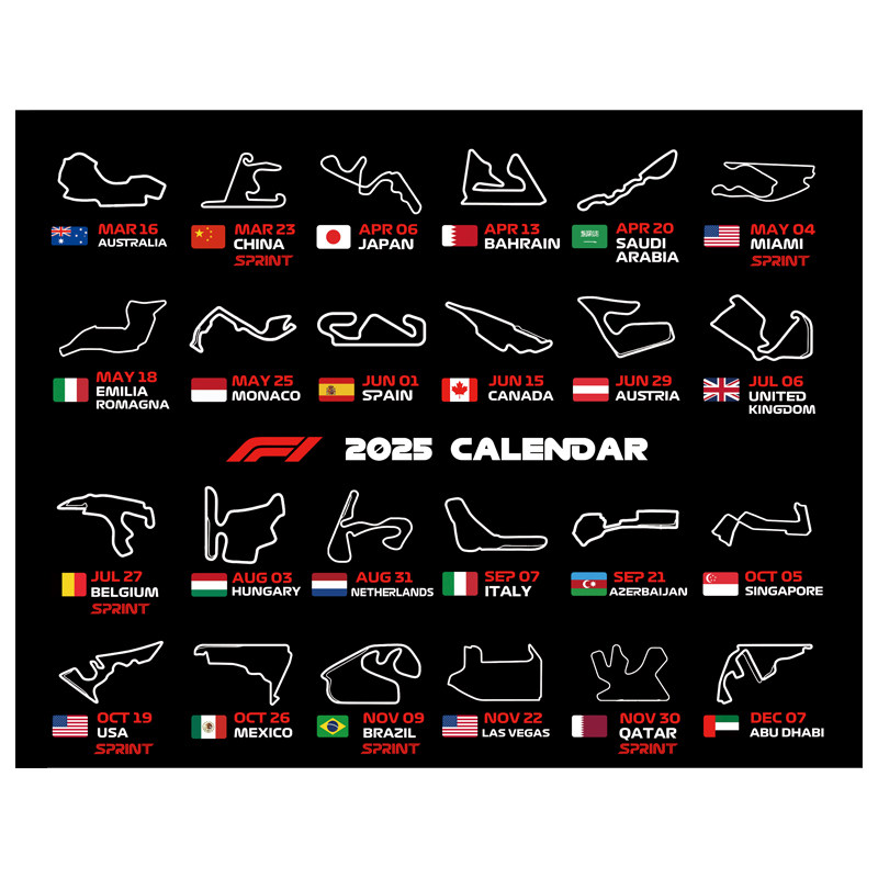 【原创】2025赛季F1一级方程式赛历赛程赛车笔记本PC电脑鼠标垫子