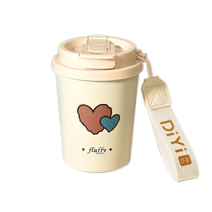 陶瓷内胆保温杯女士高颜值2026新款随行咖啡杯便携外带吸管水杯子